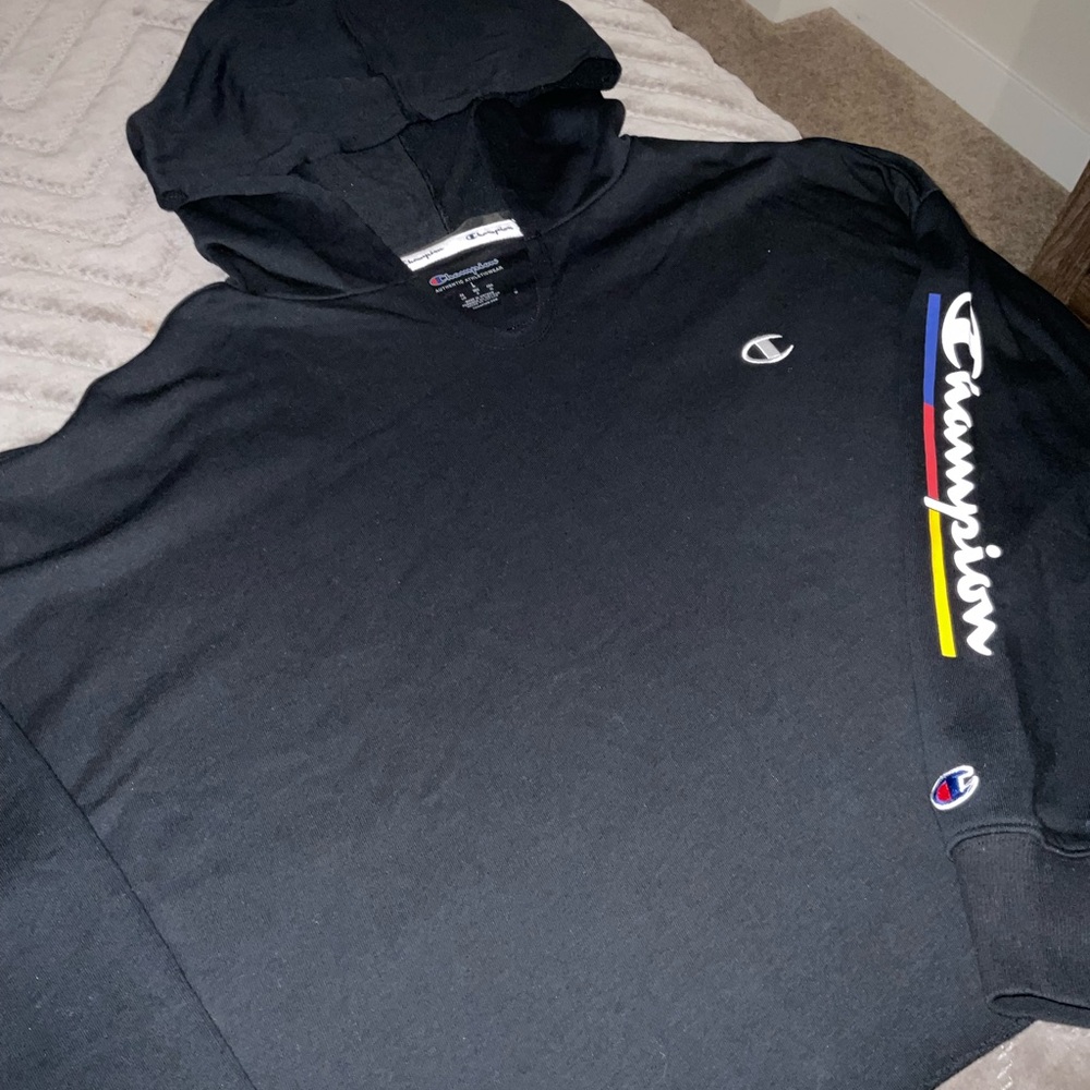 Champion Black Crop Pullover with Signature Logo